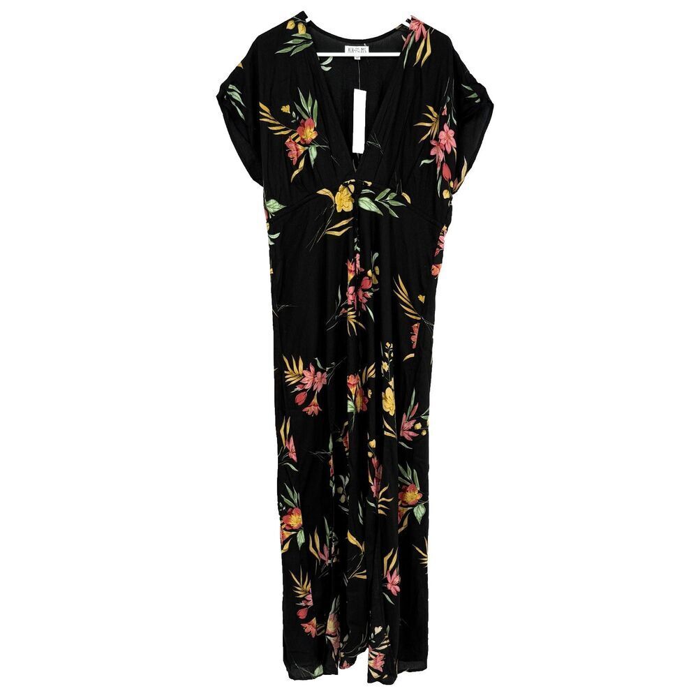 XIX Palms Sun Dress Honolulu Hawaiian Maxi Tropical Floral Resort Beach Boho M